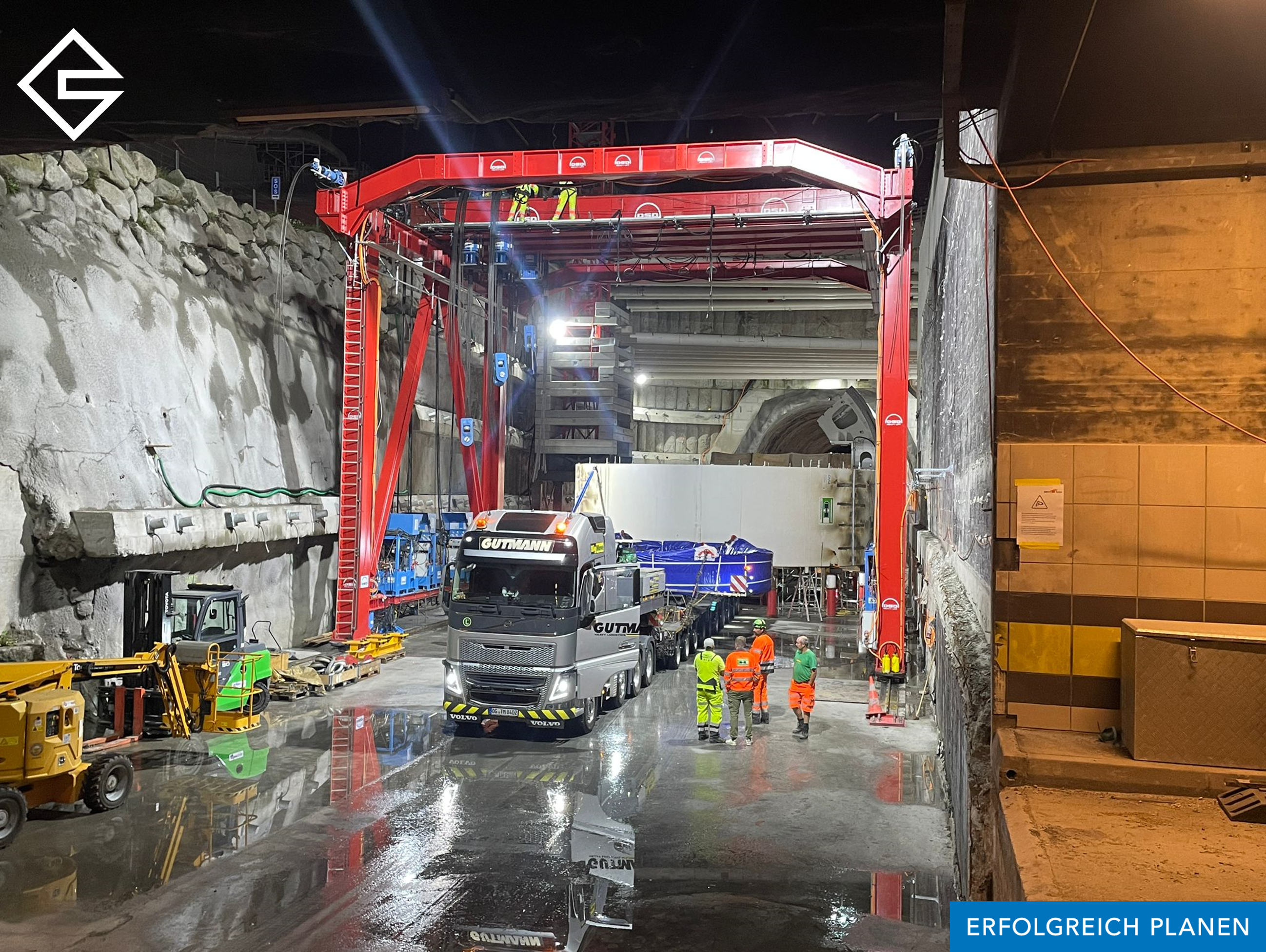 Nachteinsatz für die Tunnelbohrmaschine in Göschenen
